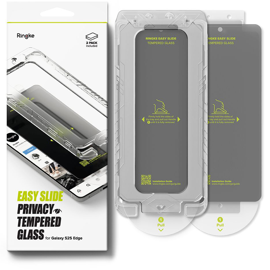 Szkło prywatyzujące na ekran Ringke Easy Slide 2-Pack Privacy dla Galaxy S25 Edge, 2 sztuki